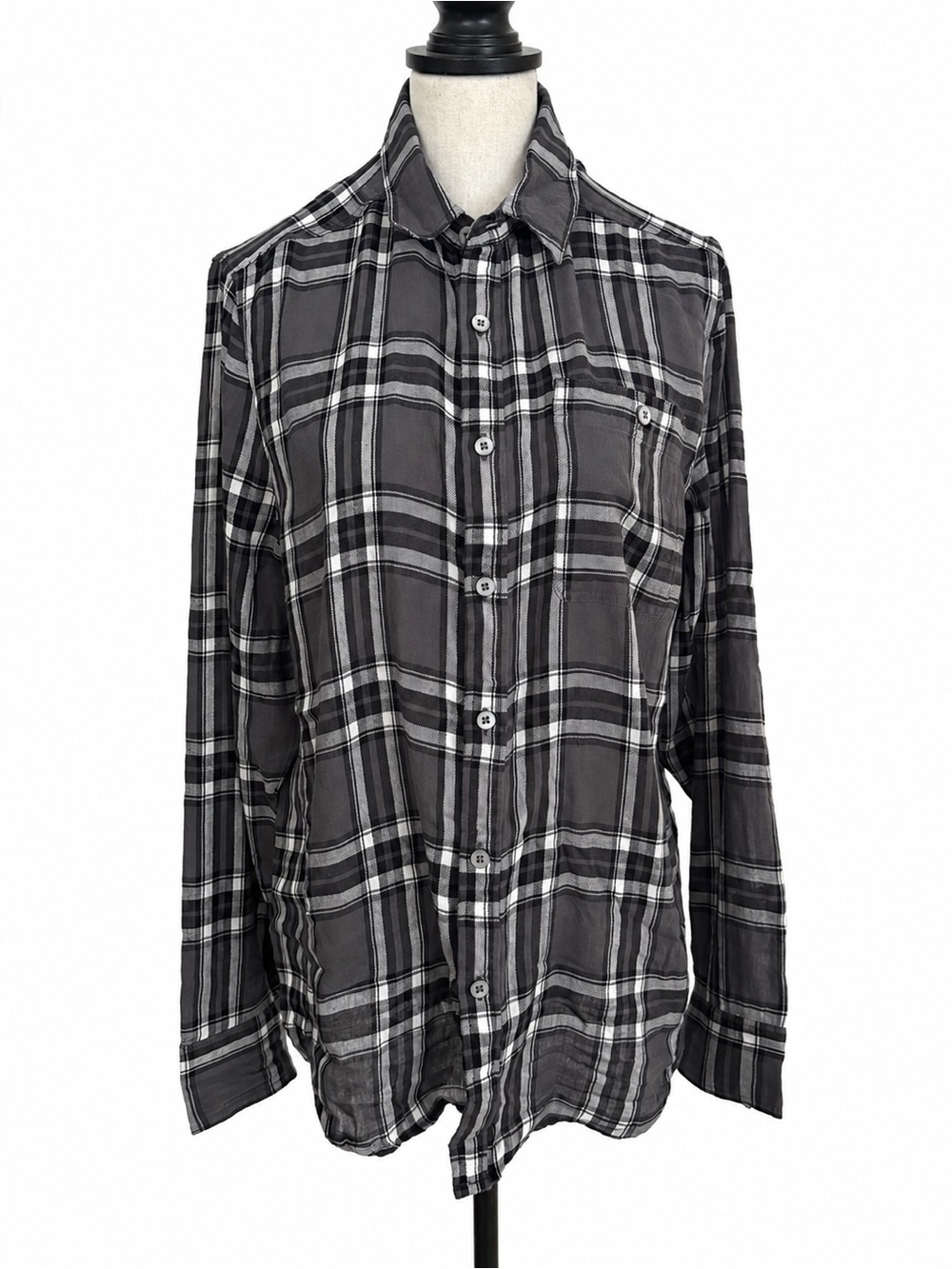 Gilded Age Men’s Gray Plaid Distressed Cotton Shirt M NWT